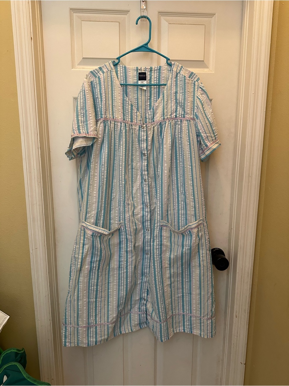 Basic Editions Blue and White Striped Pajama Nightgown